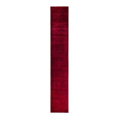 Overton Hand Knotted Wool Vintage Inspired Modern Contemporary Overdyed Pink Runner Rug - 2' 9" x 16' 2"