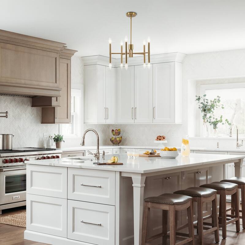 10 - Light Modern candle Chandelier with Adjustable Height, Sleek Linear Design for Dining Room, Living Room