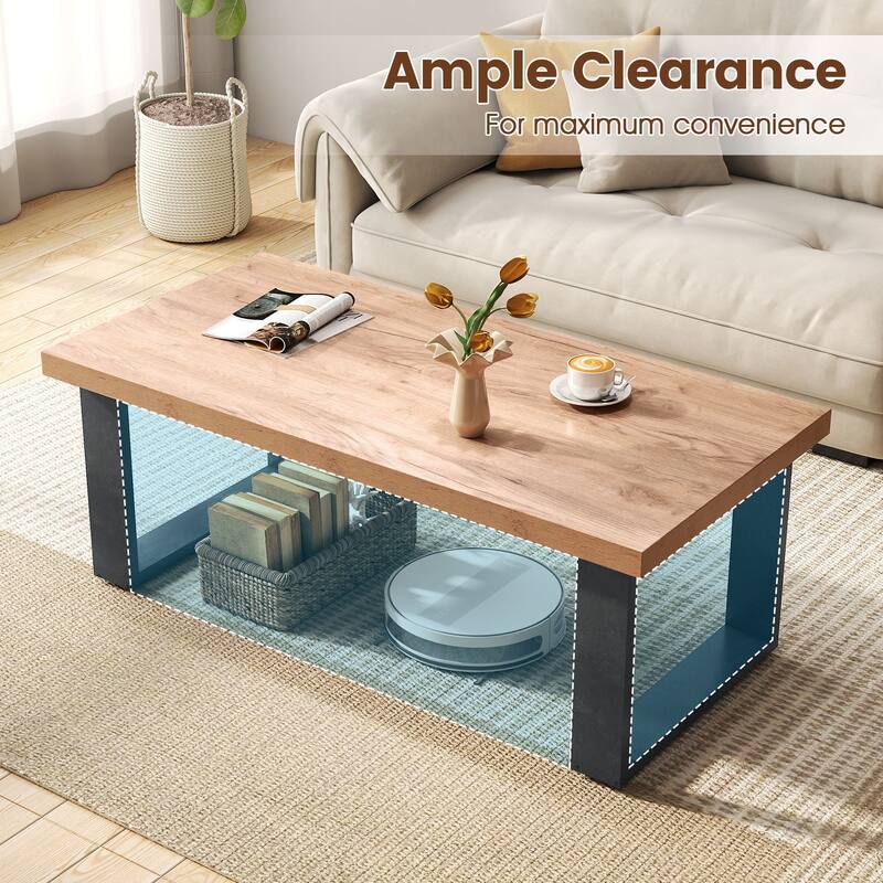 Gymax 47'' Farmhouse Style Accent Table w/ Thickened Tabletop &