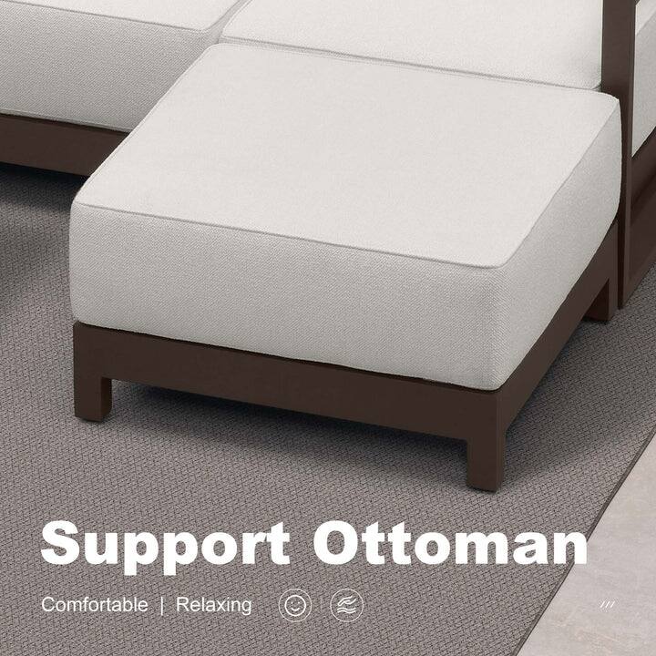 PURPLE LEAF Caesar L-Shaped White Outdoor Couch with 9.6" Thick for Yard Porch Deck Patio Conversation Sets