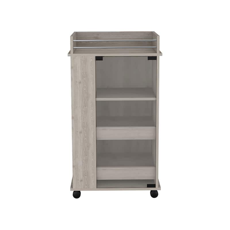 Bar Cart with Two-Side Shelves Beaver, Glass Door and Upper Surface