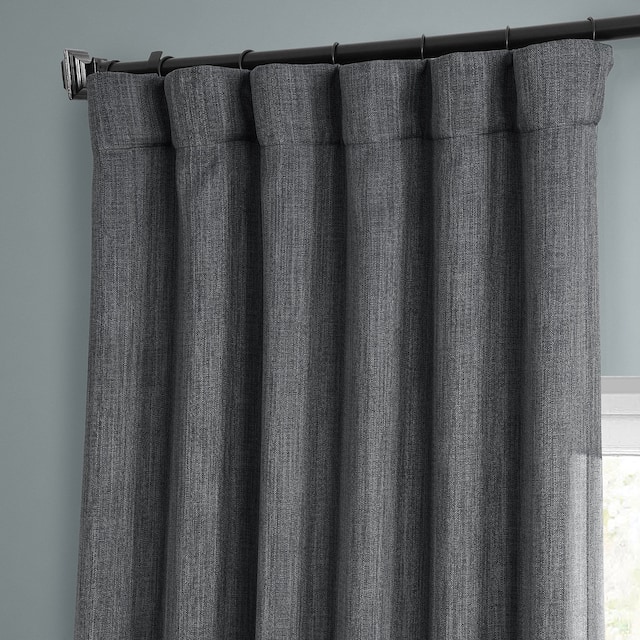 Exclusive Fabrics Faux Linen Room Darkening Curtain(1 Panel) - 50 x 120 - dark gravel