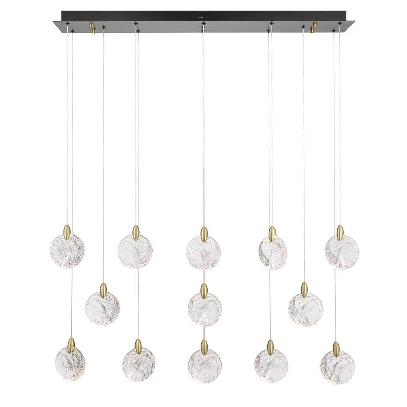 Artcraft Snowflake 13-Light 40" Island-Light - Matte Black with Satin Brass Accent