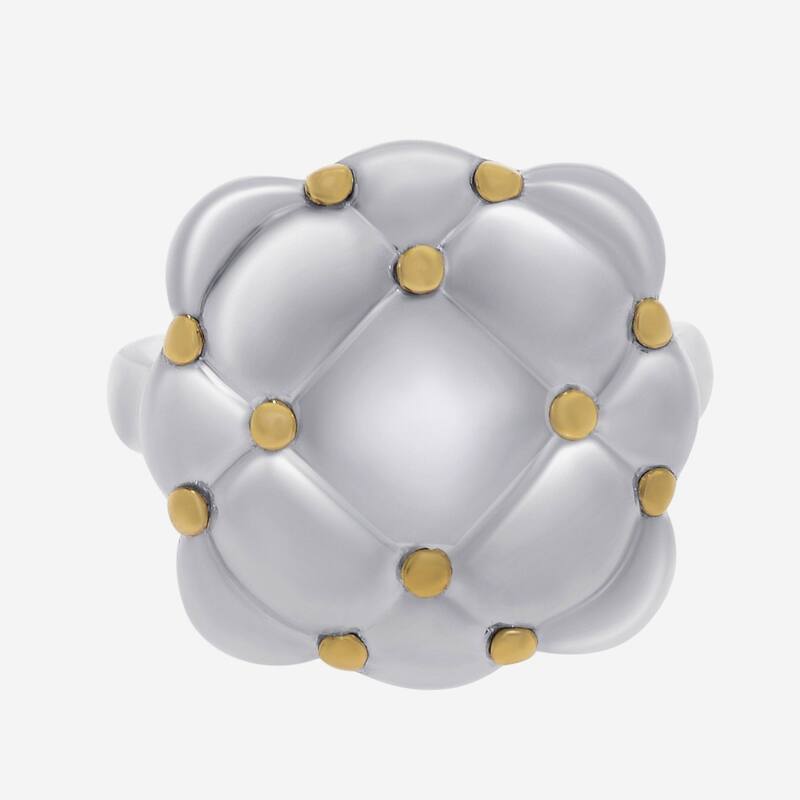 Charles Krypell Sterling Silver and 18K Yellow Gold Band Ring Sz. 6.5