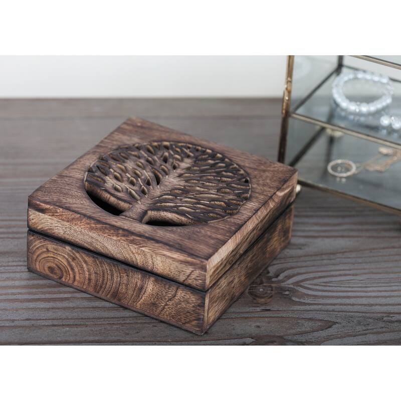 Wood Handmade Box with Hinged Lid (Set of 3)