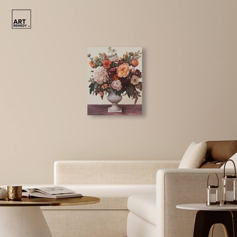 Autumn Tan Floral Canvas by Art Remedy, Gallery Wrapped