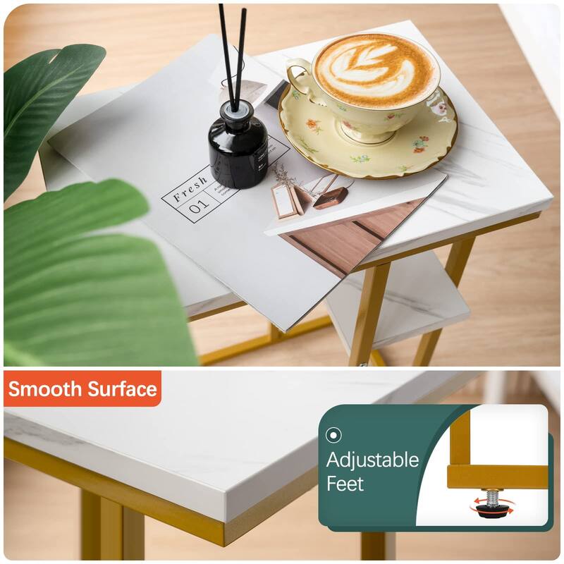C Table End Table Set of 2,Side Table Living Room,C Shaped Side Table,Couch Tables That Slide Under Couch Table with Metal Frame