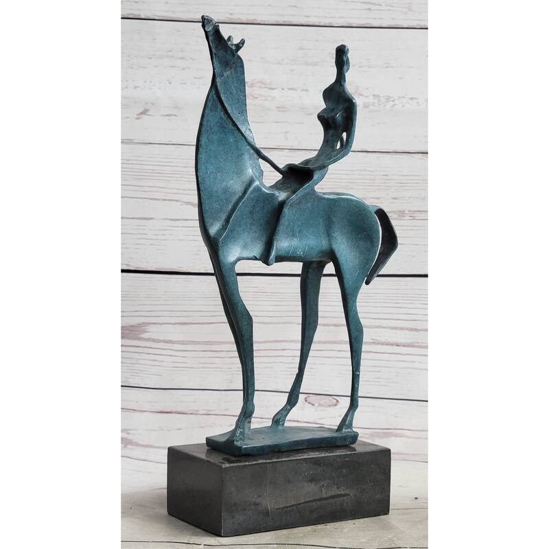 Salvador Dali Abstract Modern Artwork Woman On Imitative Horse Bronze Sculpture Statue