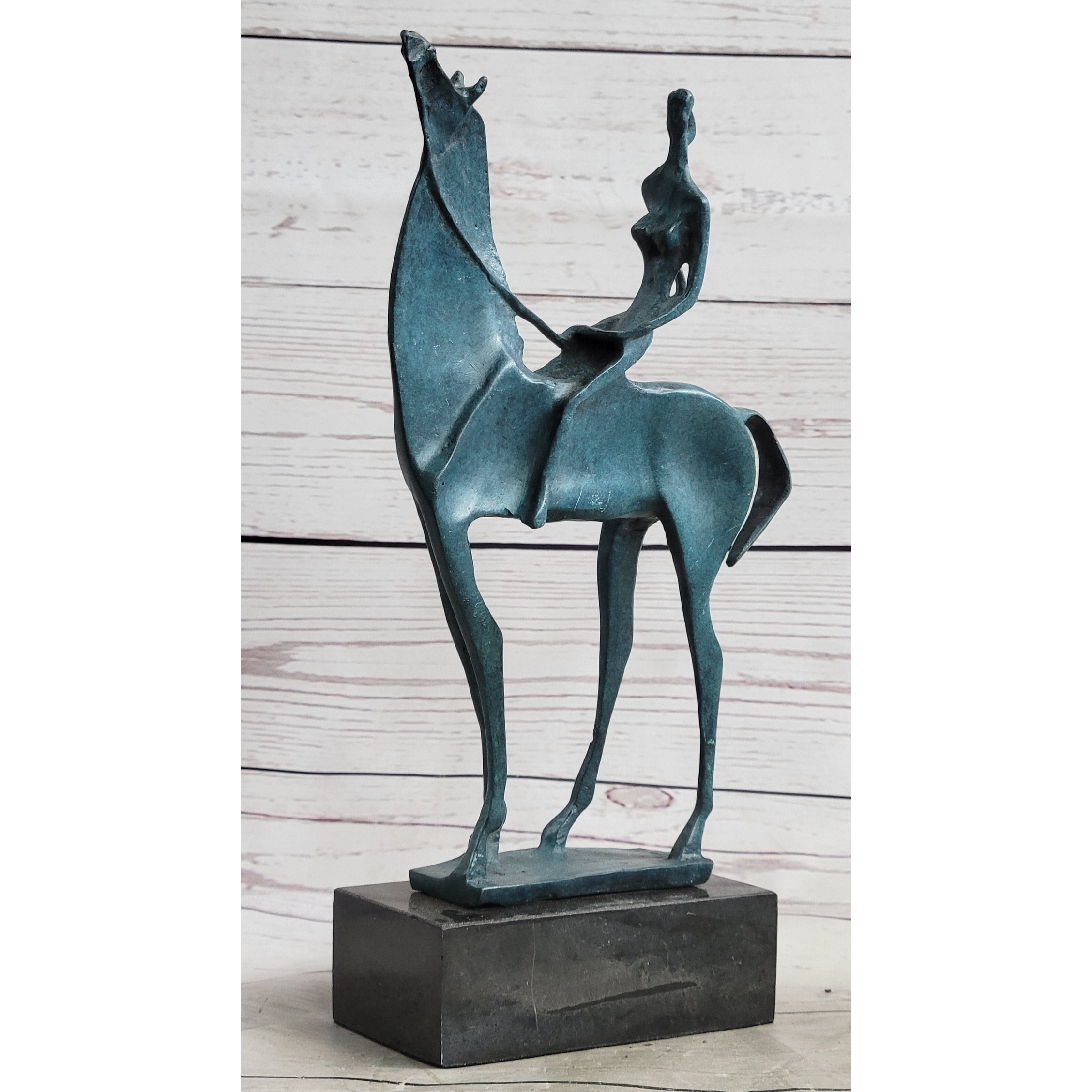 Salvador Dali Abstract Modern Artwork Woman On Imitative Horse Bronze Sculpture Statue