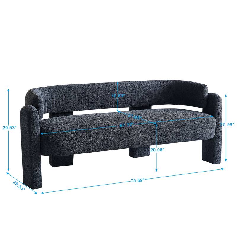 Modern Upholstered Bench Velvet Sofa with Rolled Arms, Loveseat Sofa, Chaise Sofa for Club Living Room Bedroom