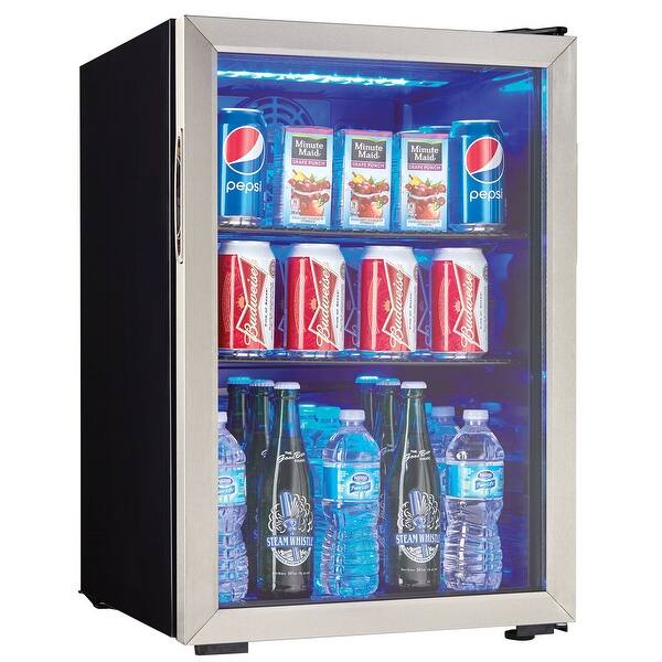 slide 2 of 7, Danby 18 Inch Wide 95 Can Capacity Free Standing Beverage Center with Black / Stainless Steel