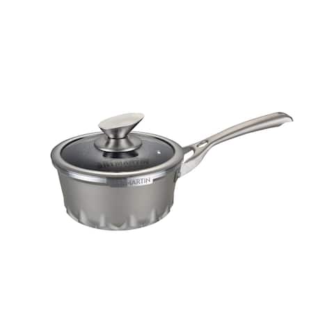 Saucepan with lid Non-Stick Ceramic Coated Die Cast Aluminum Round Saucepan with Induction Bottom & Lid ,6.3 inch