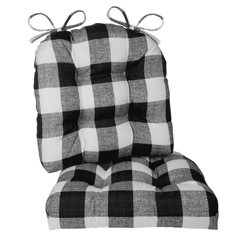 Klear Vu Wicker Solarium Indoor/Outdoor Tufted Chair Cushion Set - Black Buffalo Check - Set of 2