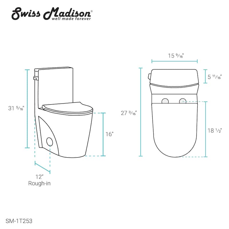 St. Tropez One Piece Elongated Toilet Side Flush