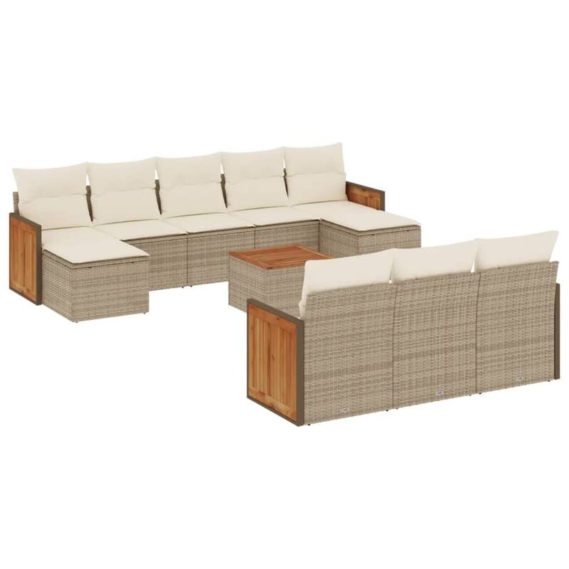 vidaXL Patio Sofa Set with Cushions Outdoor Conversation Furniture Poly Rattan - 21.7 x 21.7 x 14.6