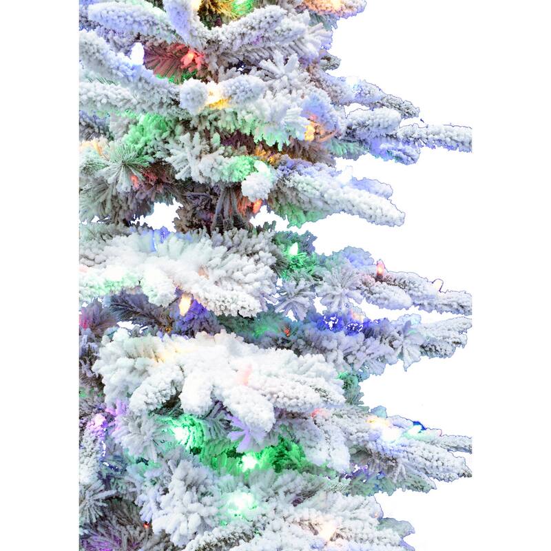 Christmas Time 6.5-Ft. White Pine Snowy Artificial Christmas Tree with Multi-Color LED String Lighting and Holiday Soundtrack