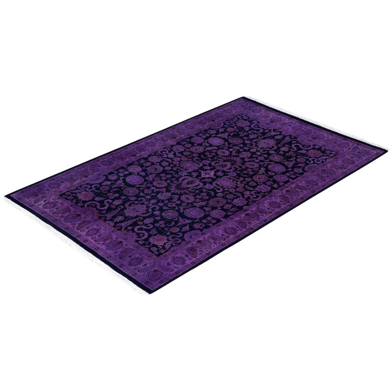 Overdyed One-of-a-Kind Hand-Knotted Area Rug - Purple - 4' 1" x 6' 6"
