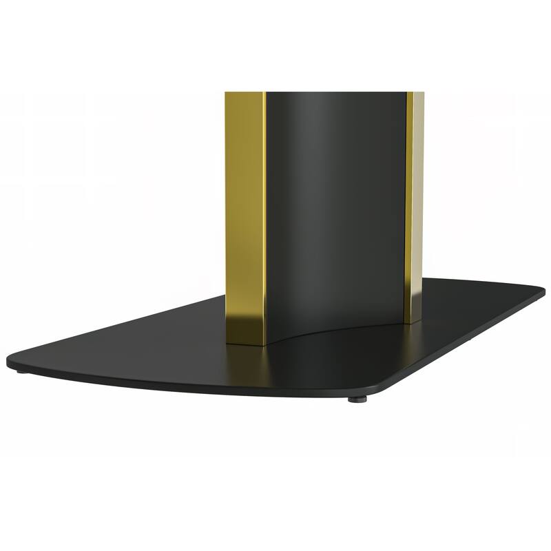 Sylva Dining Table Rectangular Tabletop in Gold Pedestal Base