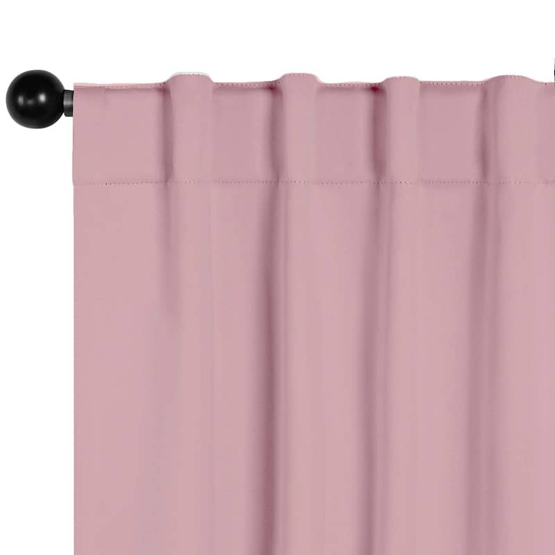 Superior Solid Machine Washable Room Darkening Blackout Curtains with Back Tabs, Set of 2