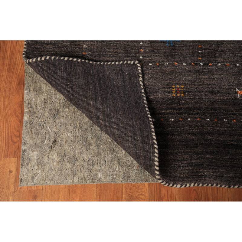 Dark Brown Gabbeh Oriental Area Rug Hand-Knotted Wool Carpet - 7'11" x 9'10"