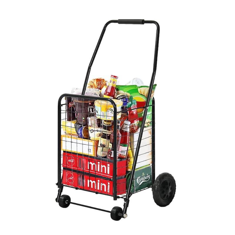 Moasis Utility Folding Shopping Cart Portable Trolley with Swivel Wheels