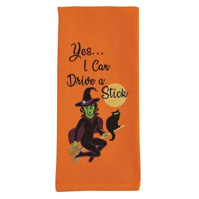 Park Designs Yes I Can Witch Embroidered Dishtowel Set of 2 - 18" X 28"