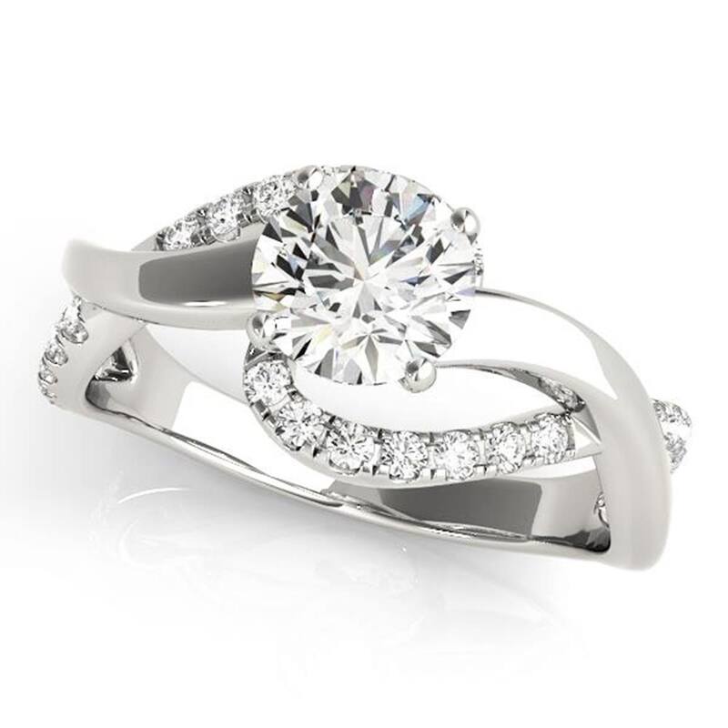 Auriya 14k Gold 1ctw Moissanite and Diamond Engagement Ring 1/4ctw
