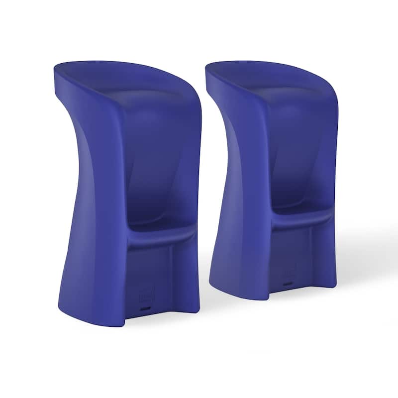 Ledge Lounger In Pool Barstools, Outdoor Patio, 33" Height - Set of 2 - Dark Blue