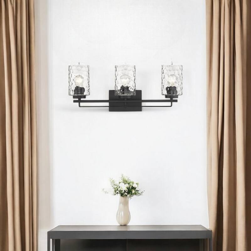 120 Voltage Transitional Flush Mount Vanity Light with Clear Glass Shade and Dimmable Hardwired Fixture