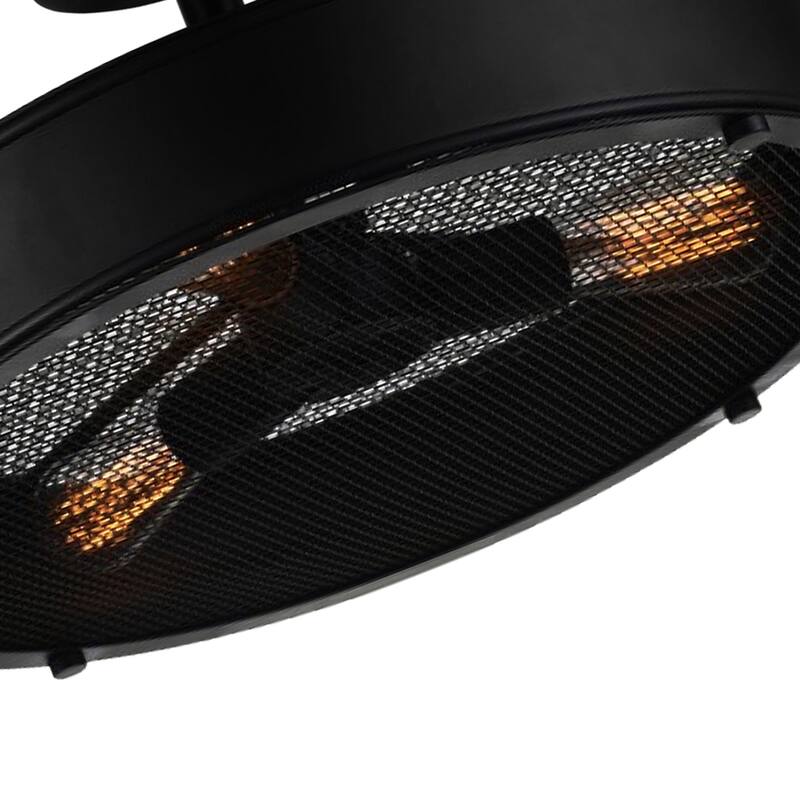 Tigris 3 Light 16in Black Drum Shade Flush Mount