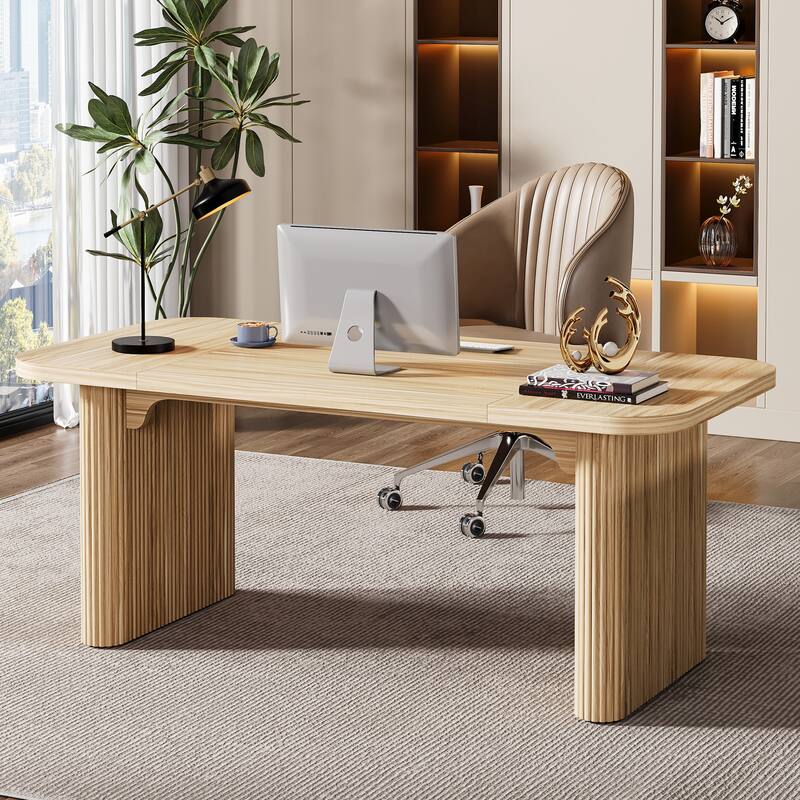 Large Wood Executive Desk, Modern Computer Desk, Home Office Workstation Boss Desk