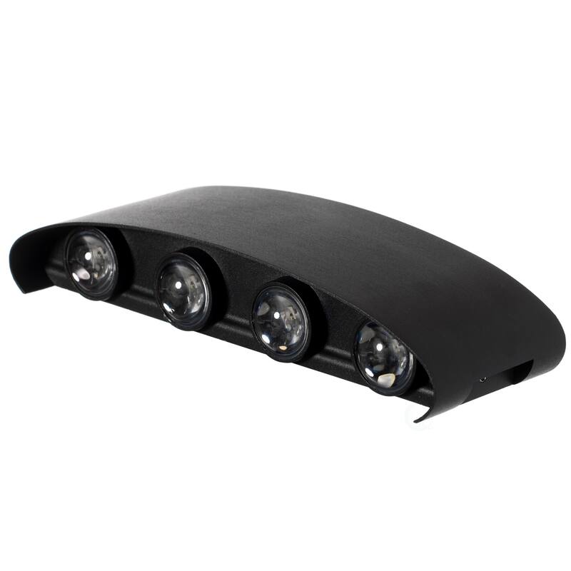 Black Contemporary Decorative Waterproof Aluminum Wall Lamp for Indoors and Outdoors, 8 Watt Cool White 4000K