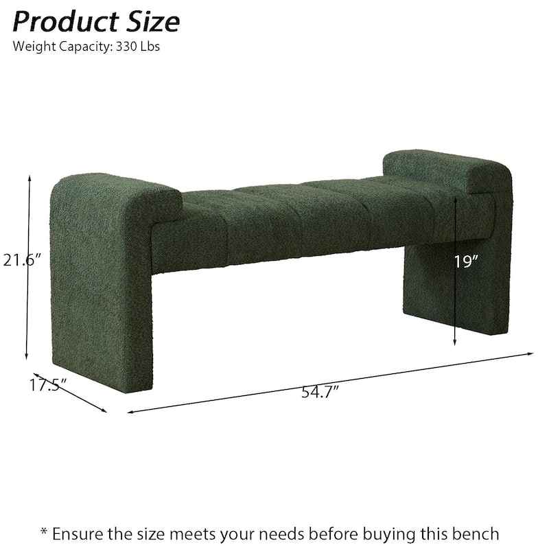 54" Boucle Bedroom Bench with Channel Tufted