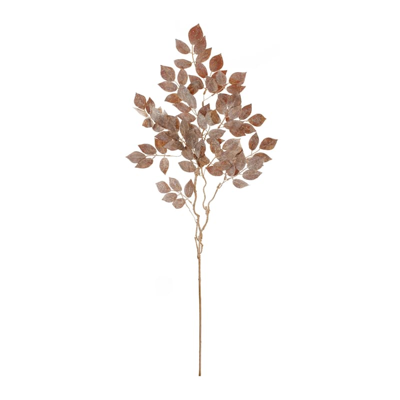 Glittered Velvet Leaf Artificial Christmas Sprays - 38" - Bronze Tone - Set of 2