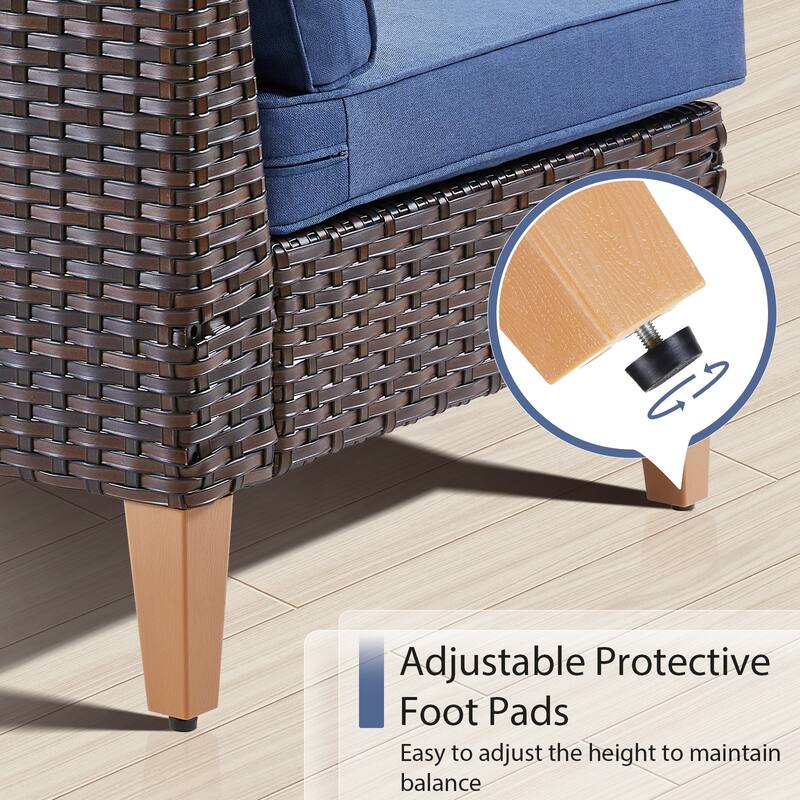 Gymojoy PE Rattan Patio Chairs, Ottoman Set