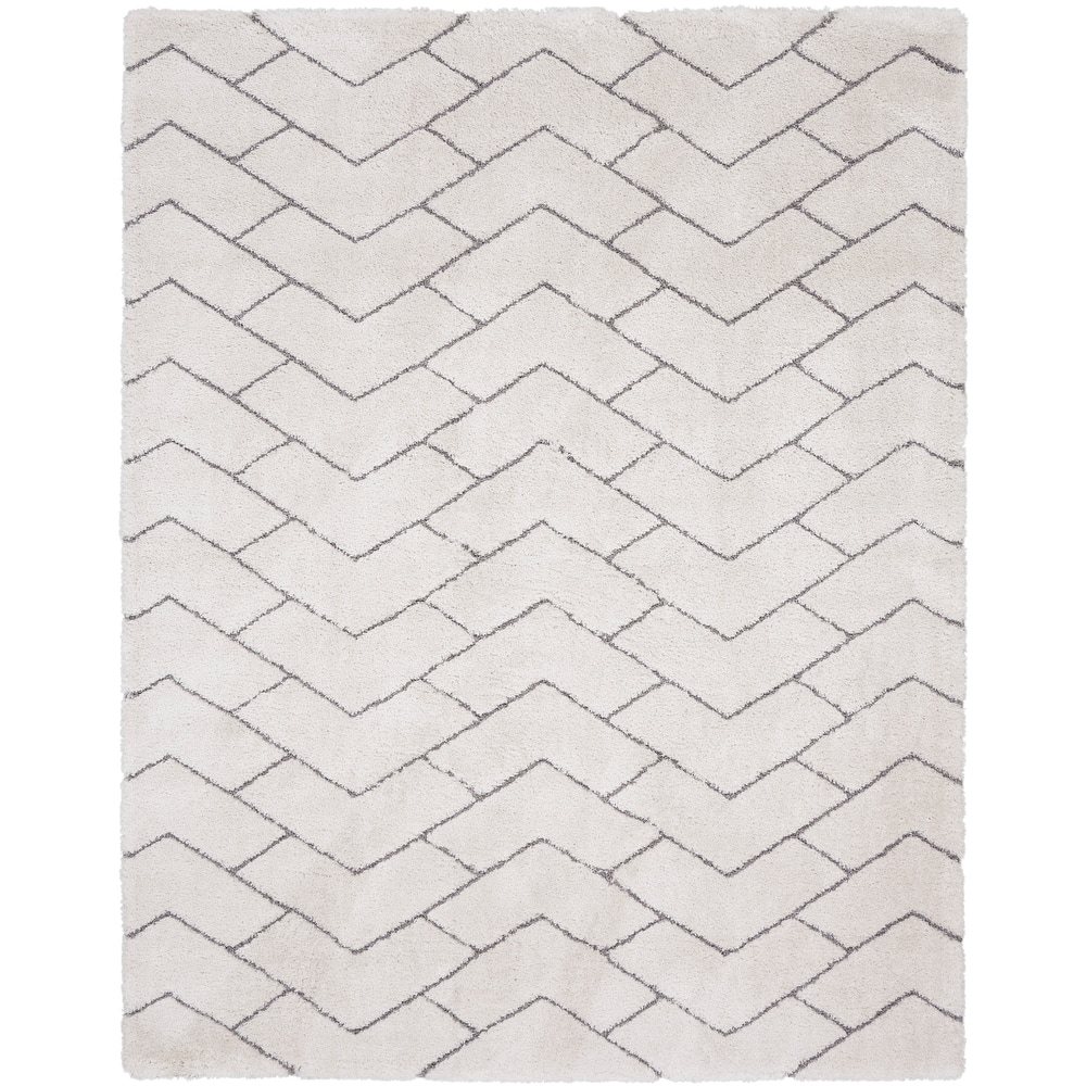Nourison Dreamy Shag Contemporary Chevron Geometric Abstract Area Rug