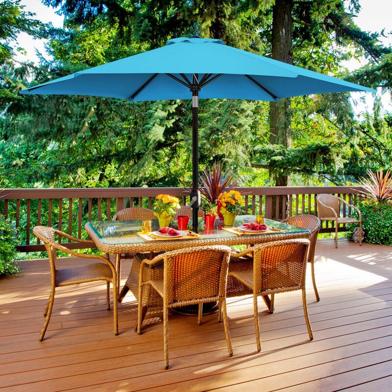 Yaheetech 9ft Patio Umbrella 8 Ribs with Push Button Tilt and Crank
