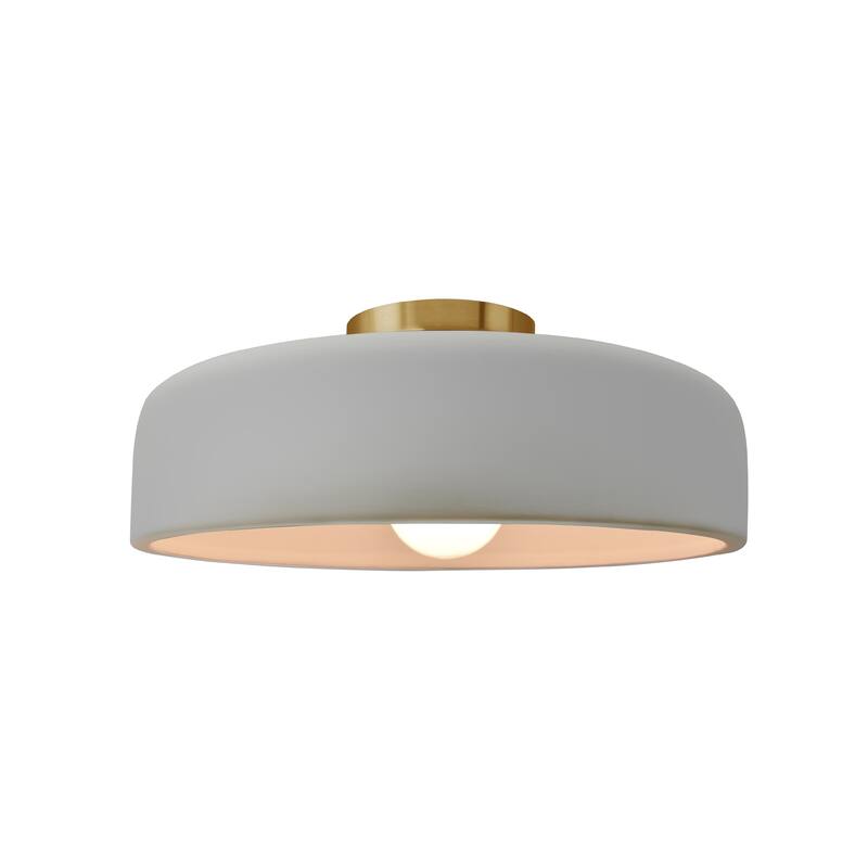 Justice Design Radiance - Medium Spire Semi-Flush Light - Brushed Brass/Matte White