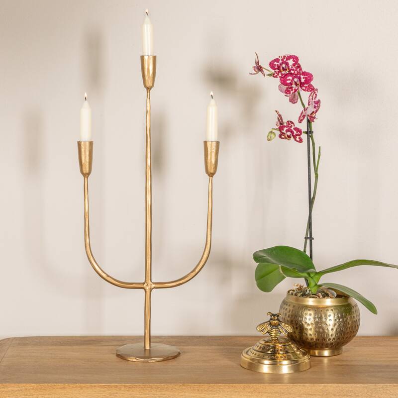 Hand-Forged Metal Candelabra - 9.5"L x 4.0"W x 21.5"H
