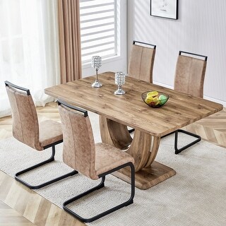 5 Piece Modern Dining Table Set, Rectangular Kitchen Table Set with ...