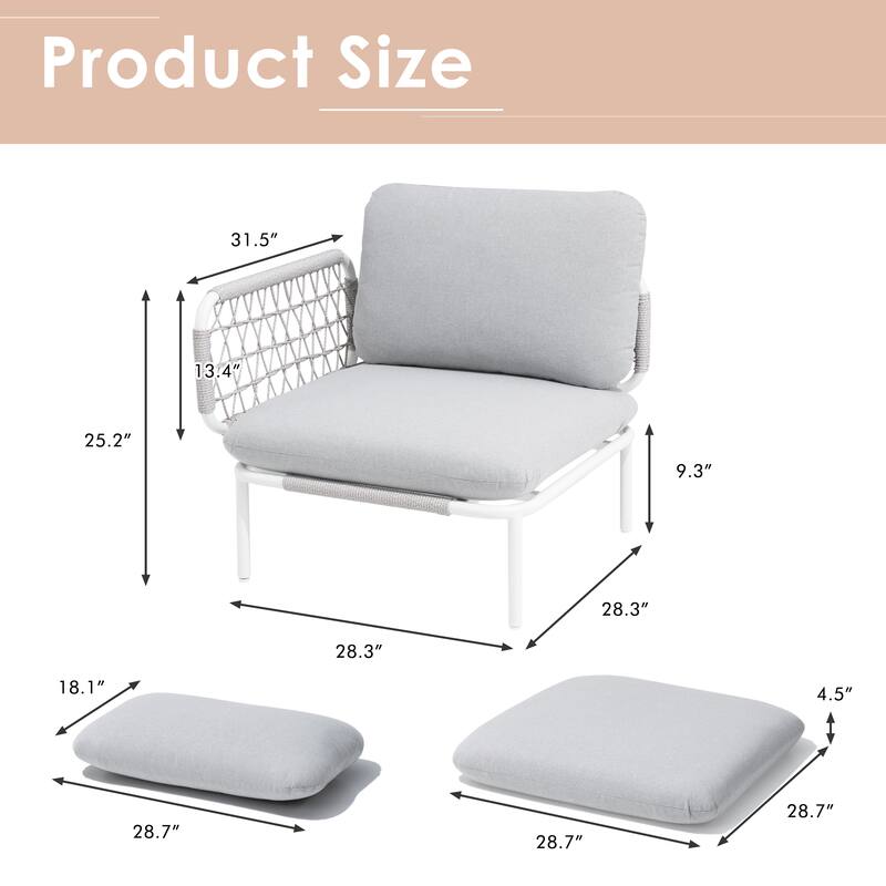 Outdoor Patio Sectional Sofa Set Cushioned Conversation Seating Set