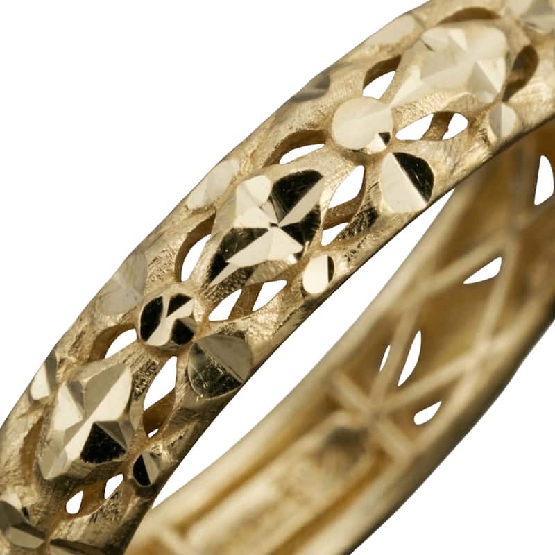 Fremada 10k Yellow Gold 3.9mm Sparkle Pattern Band Ring (Sizes 6, 7, 8, 9, 10)