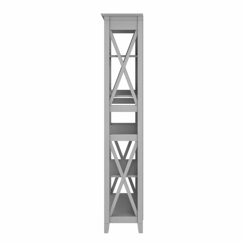 Bush Furniture Key West Tall 5 Shelf Bookcase with Adjustable Shelves