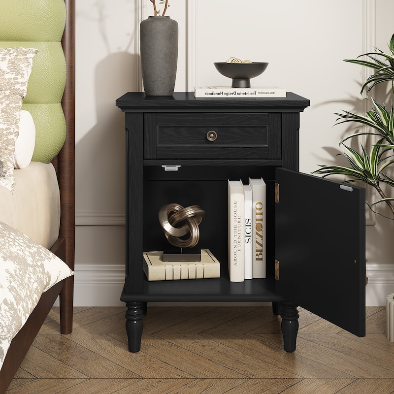 1-Drawer Bedside Table with Storage Function (Set of 2)