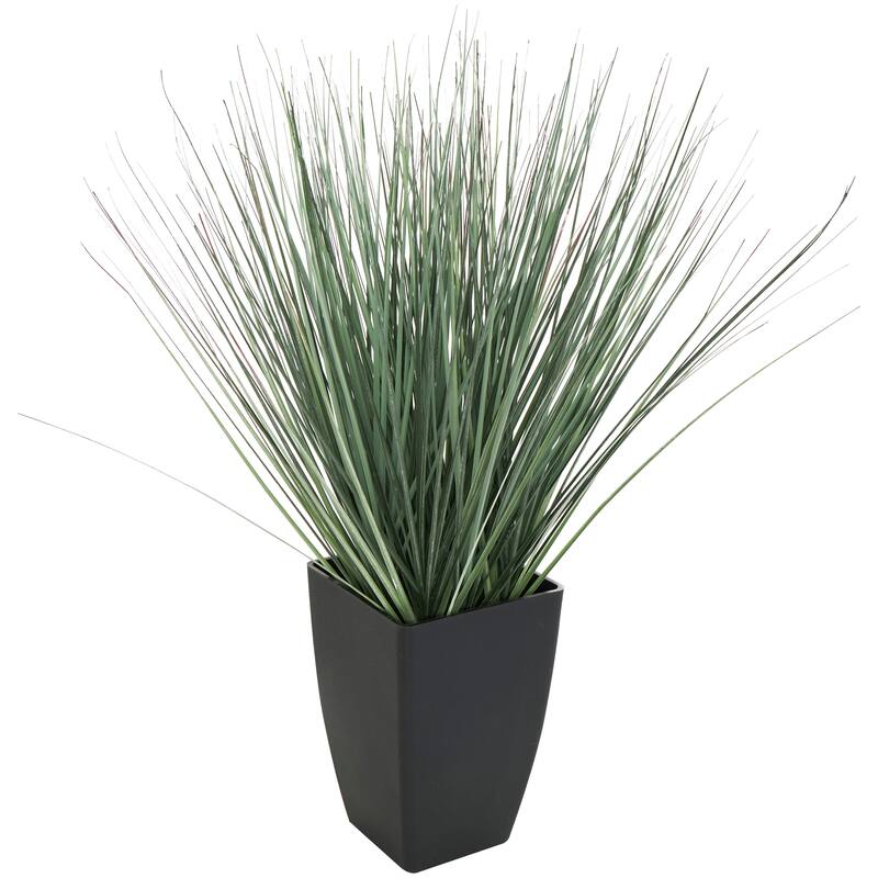 Green Faux Foliage Onion Grass Artificial Plant with Black or White Plastic Pot Options