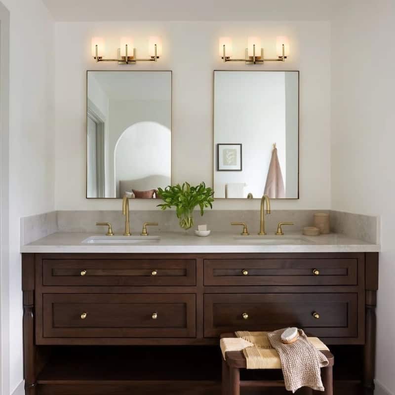 Mid-Century 3-Light Cylinder Opal Glass Wall Sconce Vanity Light