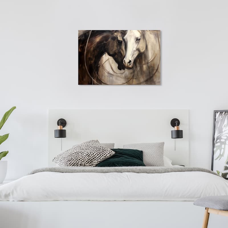Wynwood Studio Canvas Animals Sweet Equine Lovers Brown and Dark Brown Rustic Wall Art Canvas Print - 36 x 24