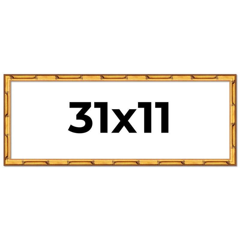31x11 Frame Gold Bamboo Picture Frame Modern Photo Frame Includes UV Acrylic Shatter Guard Front Acid Free Foam Backing Board