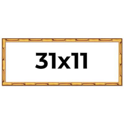 31x11 Frame Gold Bamboo Picture Frame Modern Photo Frame Includes UV Acrylic Shatter Guard Front Acid Free Foam Backing Board