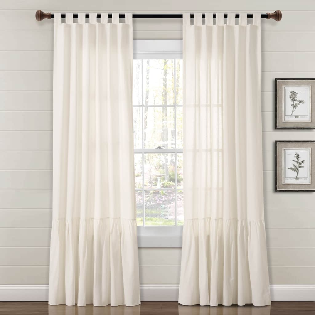 Lush Decor Farmhouse Faux Linen Tab Top Window Curtain Panel (Single Panel) - 84" x 40" - 84" x 40"